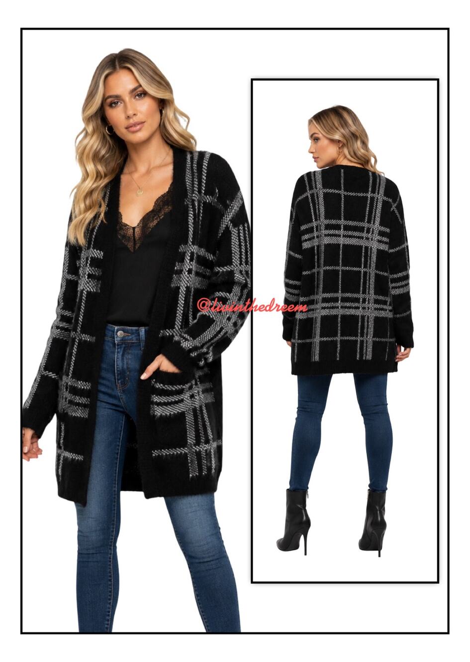 1. STATE Cozy Plaid Long Eyelash Cardigan Size M NWOT MSRP $119